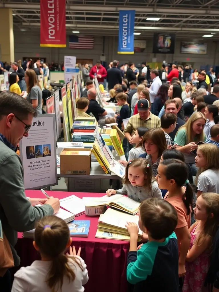An image of a lively outdoor literary festival with crowds, book stalls, and authors engaging with visitors, capturing the essence of FELLETIN THE JOY OF READING's cultural events.