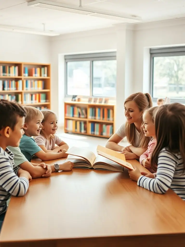 An image of children participating in a reading session with a facilitator in a community center, showcasing FELLETIN THE JOY OF READING's literacy and educational mediation efforts.
