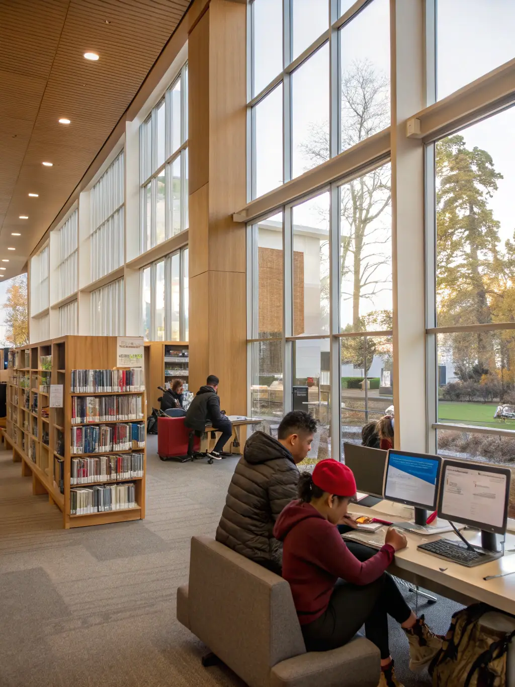 A diverse group of people of all ages reading books together in a public library, symbolizing FELLETIN THE JOY OF READING's mission to promote reading for everyone.