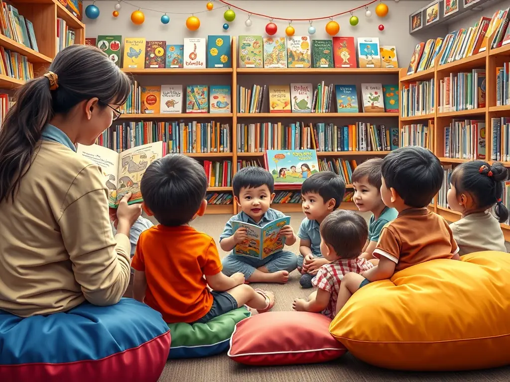 An inspiring image of a reading session with children, highlighting the organization's focus on promoting literacy among young people and underserved communities.